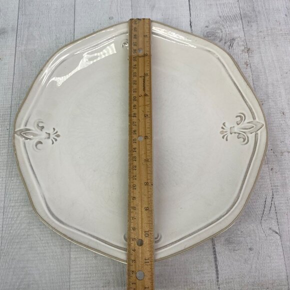 Better Homes & Gardens COUNTRY CREST CREAM  Fleur De Lys Dinner Plates Set 2 - Picture 7 of 14